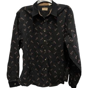 Wrangler Black Long Sleeve Pearl Snap equestrian stirrup western dress shirt XL